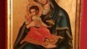 La Virgen Y El Niño, Cuadro Bizantino Pan De Oro Luis Xv