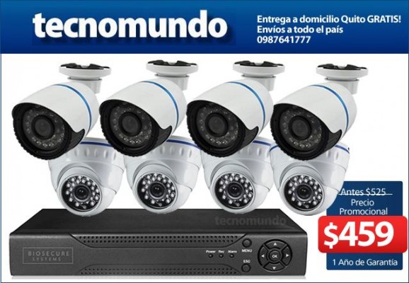KIT DE 8 CAMARAS DE SEGURIDAD VIGILANCIA CCTV COMPLETO Envíos a nivel nacional Gratis Biosecure Systems
