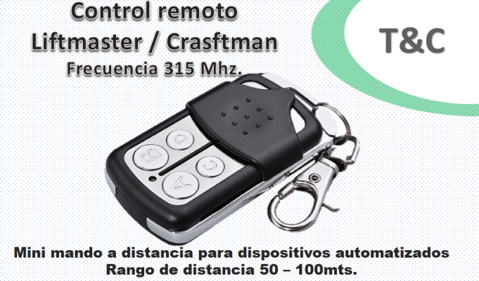 CONTROL REMOTO LIFTMASTER / CRASFTMAN 315 MHZ