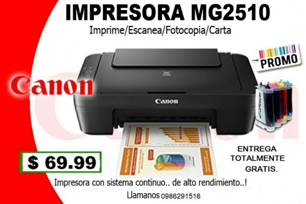 Impresora Canon Multifunción Mg 2510 con Sistema de Tinta Continua Nuevas de Paquete
